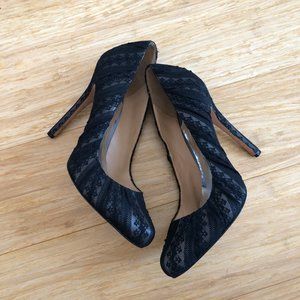 BADGLEY MISCHKA Black Lace Stiletto Pumps